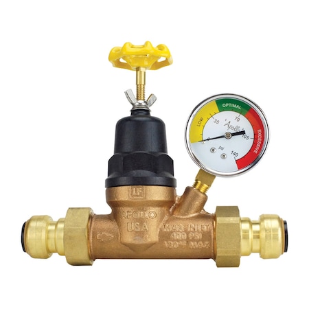 Tectite Tectite Apollo 3/4 in. Double Push Union Bronze Water Pressure Regulator with Gauge FSBPRV34WG